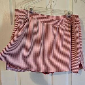 NWT CACIQUE RED&WHITE SEERSUCKER SWIM SKIRT W/ ATTACHED BRIEF SIZE 26